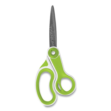 Westcott® Carbotitanium Bonded Scissors, 8" Long, 3.25" Cut Length, White-green Bent Handle freeshipping - TVN Wholesale